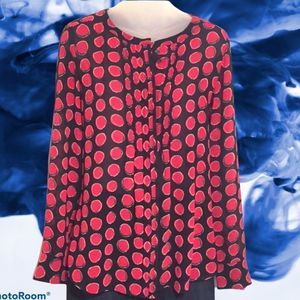Sheer Banana Republic Navy/Pink Flowy Blouse
